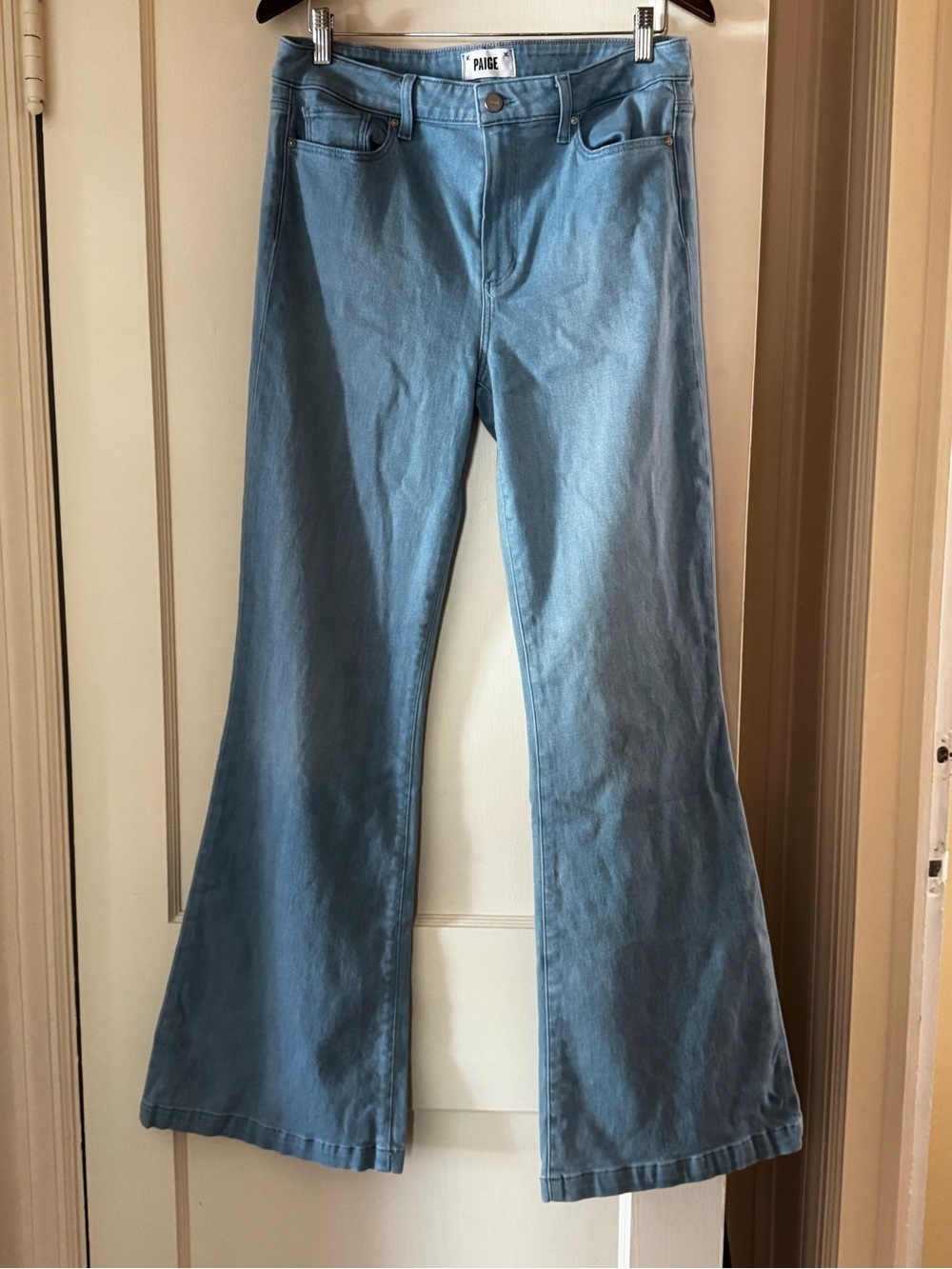 PAIGE Light Blue High-Rise Wide Leg Jeans Size 32 Long